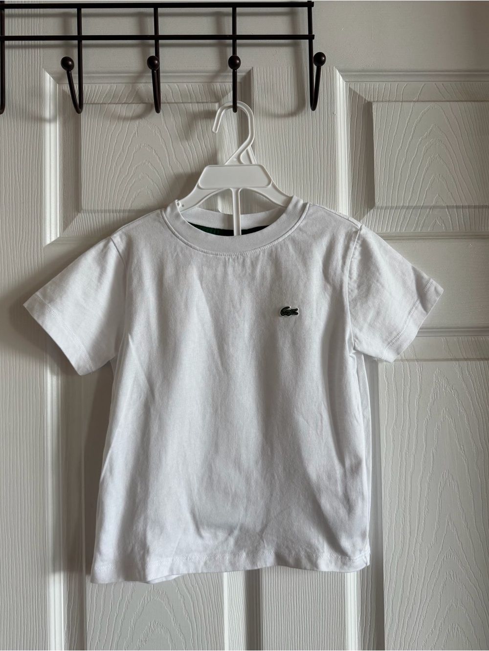 Like New Lacoste Kids White Cotton Crewneck T-Shirt - Size 5 / 5A (110cm)